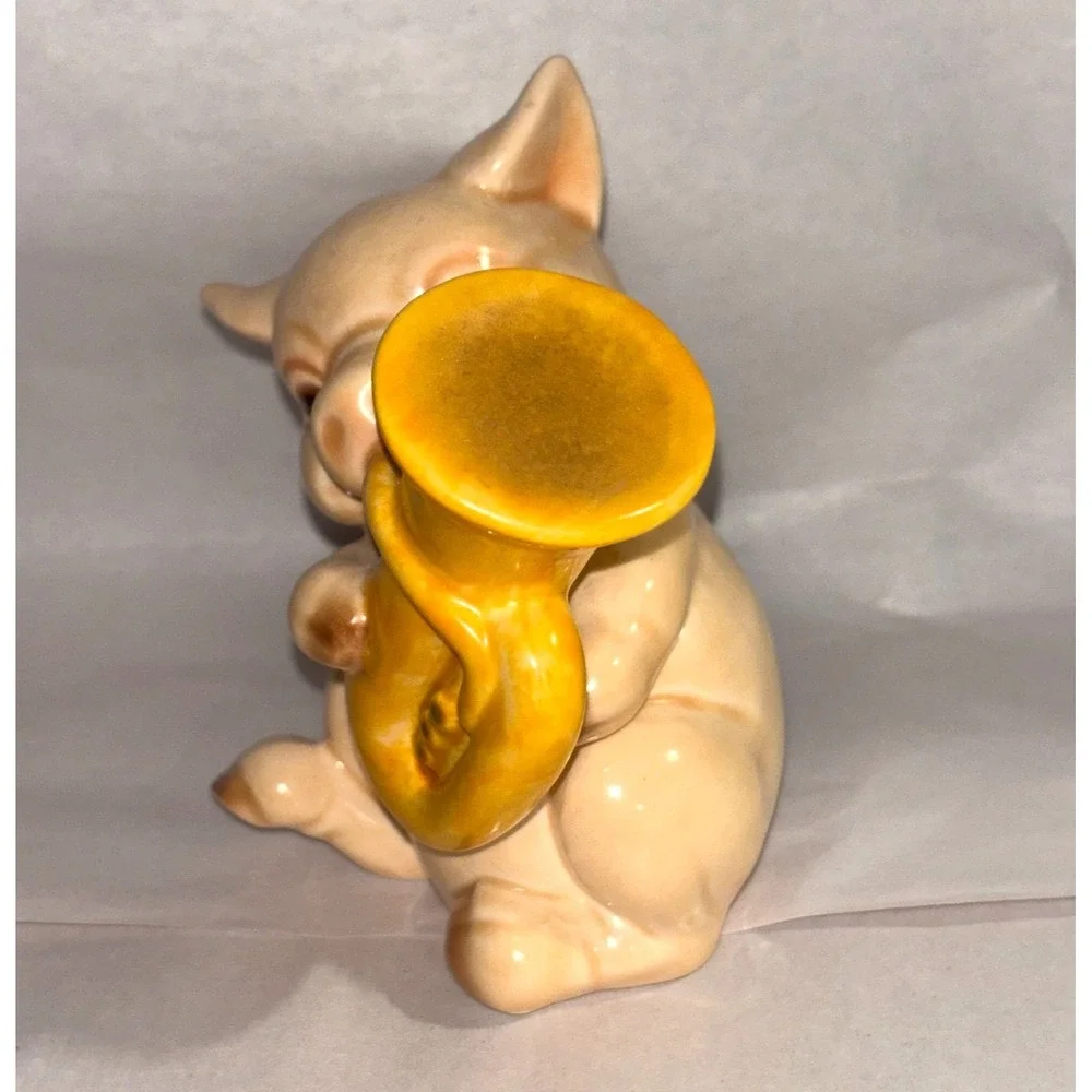 Vintage Goebel W Germany Pig Playing Tuba Figurine Glossy Porcelain